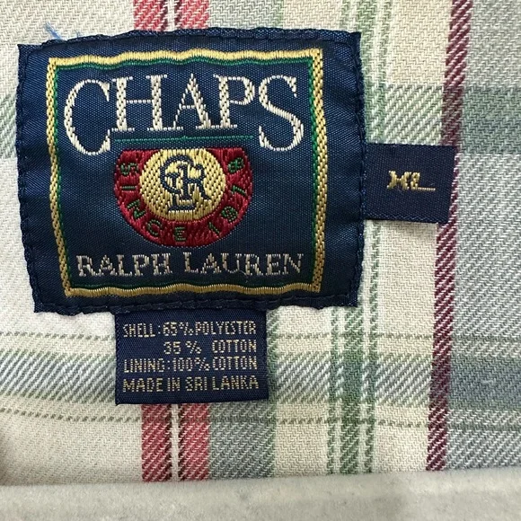 Ralph Lauren Men’s Chaps Jacket Size XL Olive green multicolor plaid lining - Picture 3 of 12